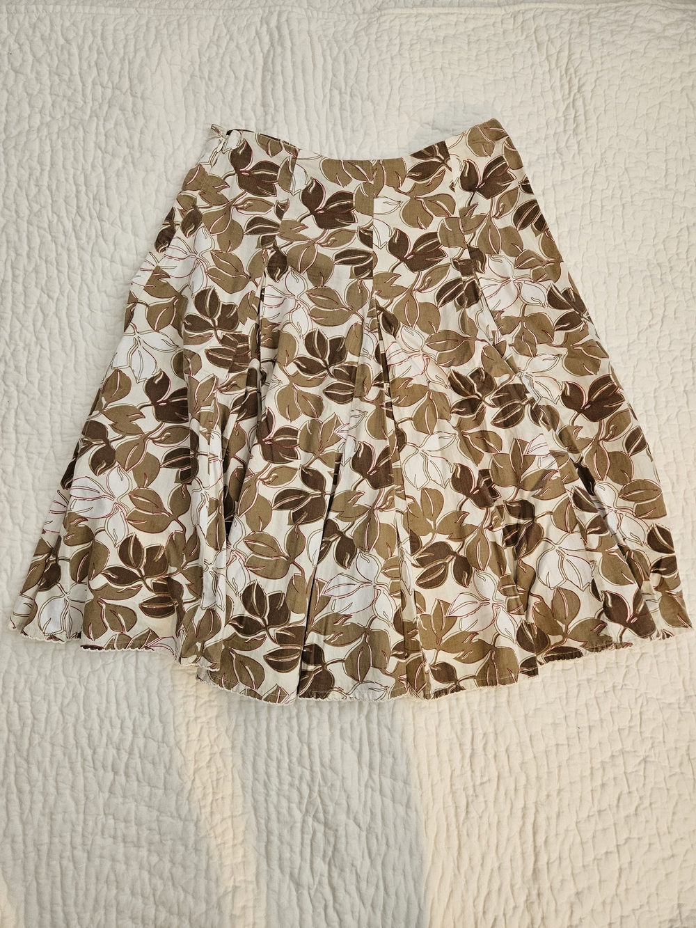 Merona Brown and Cream Floral Circle Skirt